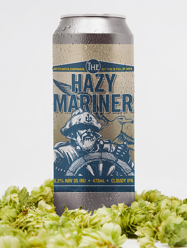 Hazy Mariner IPA beer with hops